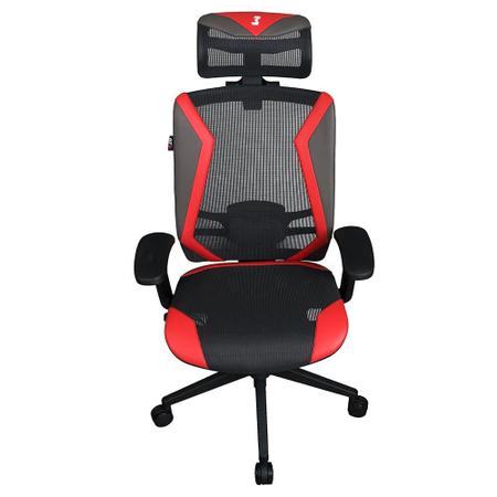 Imagem de Cadeira Office DT3 Sports Spider, Preto e Vermelho, Reclinável com Sistema Frog  e Apoio Para Cabeça - 12057-5