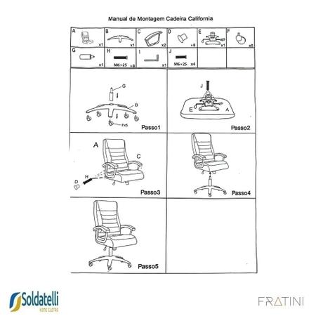 Imagem de Cadeira Office Giratória California Pu Várias Cores Braços Fixos NR17 - Fratini