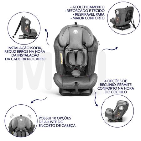 Imagem de Cadeira para auto smart 360 graus cinza litet bb761 com isofix