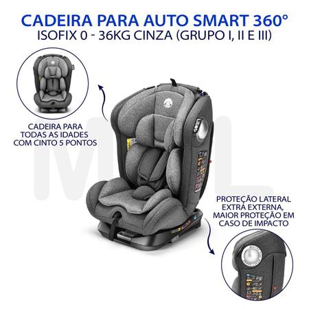 Imagem de Cadeira para auto smart 360 graus cinza litet bb761 com isofix