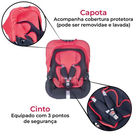 Imagem de Cadeira Para Carro Bebe Conforto Suporte Elevação Styll - PRETO/VERMELHO