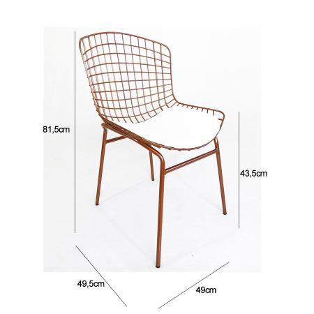 Imagem de Cadeira para Cozinha Bertoia cobre assento branco tubular - Poltronas do Sul