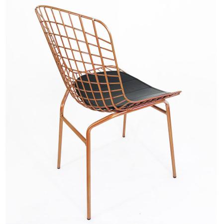 Imagem de Cadeira para Cozinha Bertoia cobre assento preto tubular - Poltronas do Sul