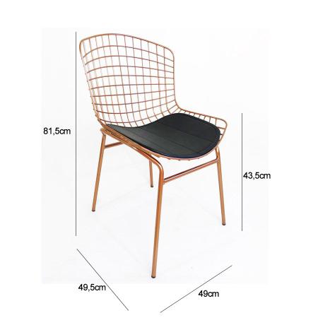 Imagem de Cadeira para Cozinha Bertoia cobre assento preto tubular - Poltronas do Sul