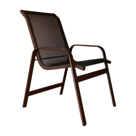 Imagem de Cadeira para Jardim em Alumínio e Tela Sling Lótus Voratto Móveis Marrom