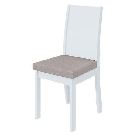 Imagem de Cadeira para Mesa de Jantar Athenas kit 02 Peças Linho Rústico Branco  Lopas