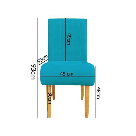 Imagem de Cadeira Para Sala de Jantar Stela Pés palito Suede Azul Tiffany - D'Classe Decor