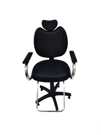 Imagem de Cadeira Para Salão De Beleza Poltrona Luxo Preta 90x50cm