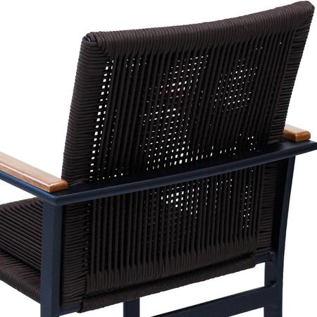 Imagem de Cadeira Perpétua com Braço de Madeira em Corda Náutica e Alumínio Para Área Externa e Interna Marrom/Preto Fosco