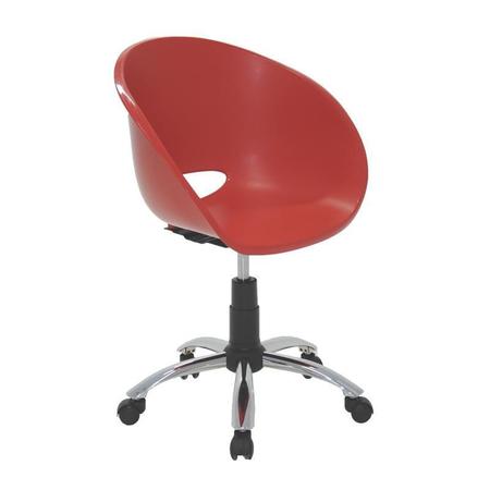 Imagem de Cadeira plastica elena vermelha com rodizio em aco cromado
