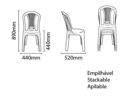 Imagem de Cadeira Plástico Sem Braço Tramontina Torre 154kg Empilhável