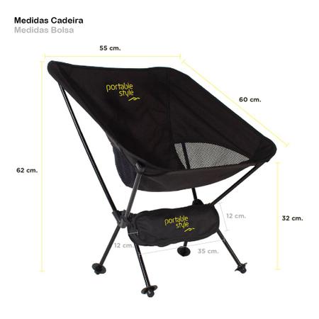 Imagem de Cadeira Portátil Portable Style Dobrável Aço Resistente Camping Praia Pesca 