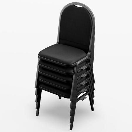 Imagem de Cadeira Recepção Essencial Hot Fixa Empilhável Preta - Mpozenato