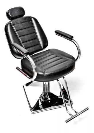 Cadeira de barbeiro hidraulica reclinável corsa, cabeleireiro, maquiagem,  móveis p/ salão, fortebello - cor: preto croco no Shoptime