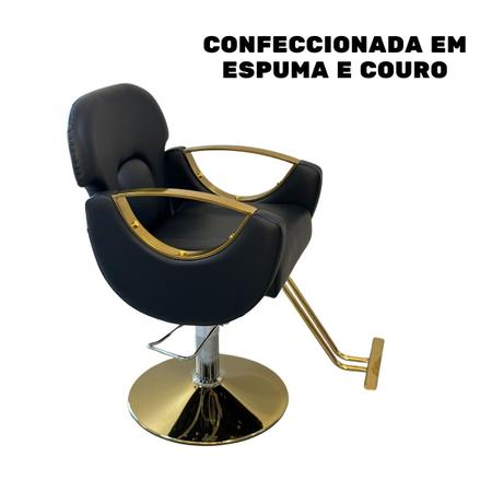 Imagem de Cadeira Salão De Beleza Base Redonda Preto/Bege IWCSB
