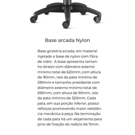 Imagem de Cadeira Sky Presidente com Bracos Assento material sintético Preto Base Nylon Arcada - 54809