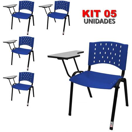 Cadeira Universitária Plástica Azul 5 Unidades - ULTRA Móveis Imagem de Cadeira Universitária Plástica Azul 5 Unidades - ULTRA Móveis