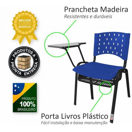 Cadeira Universitária Plástica Branca Com Porta Livros - ULTRA Móveis Imagem de Cadeira Universitária Plástica Branca Com Porta Livros - ULTRA Móveis