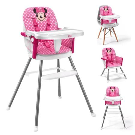 Imagem de Cadeirão Cadeira Cadeirinha Alimentação Papinha Bebê Alta Mesa Refeição Menina Minnie Disney