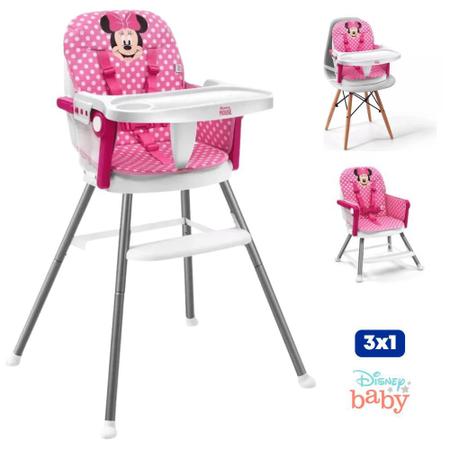Imagem de Cadeirão Cadeira Cadeirinha Alimentação Papinha Bebê Alta Mesa Refeição Menina Minnie Disney