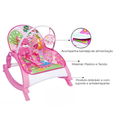 Imagem de Cadeirinha Bebê Vibratória Musical Snack Rosa e Kit Manicure
