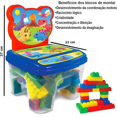 Blocos de Montar Dinossauro Kit 64 Peças Brinquedo Infantil - GGB  Brinquedos - Brinquedos de Montar e Desmontar - Magazine Luiza