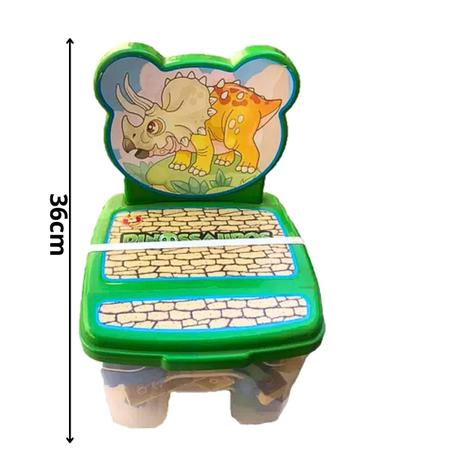 Imagem de Cadeirinha Com Blocos De Montar Infantil 256 Peças Educativo Cadeira Didática Brinquedos GGB