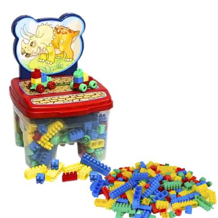 Imagem de Cadeirinha Com Blocos De Montar Infantil 256 Peças Educativo Cadeira Didática Brinquedos GGB