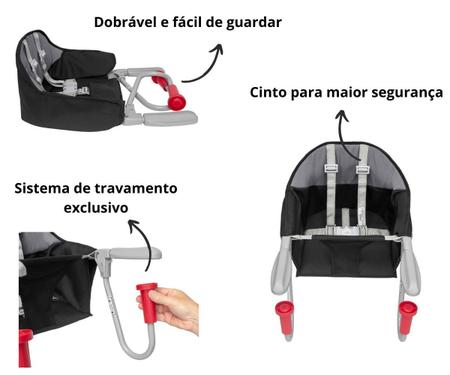 Imagem de Cadeirinha De Mesa Para Bebê Cadeira Infantil Alimentação Portátil