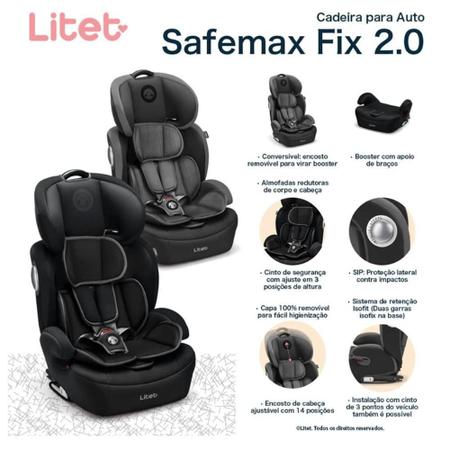 Imagem de Cadeirinha Para Auto 9-36 Kg Isofix Safemax Fix 2.0 Preta