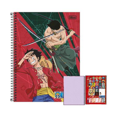 Imagem de Caderno 1 Matéria One Piece Luffy Zoro 80fls Tilibra