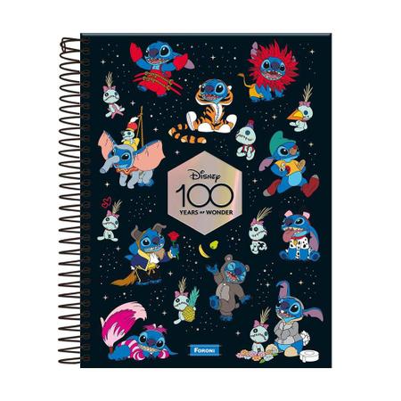 Imagem de Caderno 1 Matérias Esp 80fls Disney 100 Stitch Preto Foroni