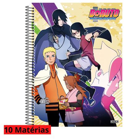 Caderno Anime Boruto Naruto Nova Geração Escolar 10 Matérias