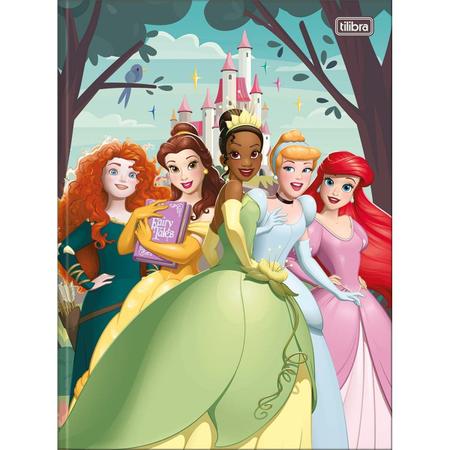 Imagem de Caderno Brochura Grande Princesas 80 Folhas Capa Dura Costurado  Desenho Animado