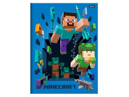 Caderno Brochurão Minecraft Capa Dura 96fls Foroni - Papelaria Criativa