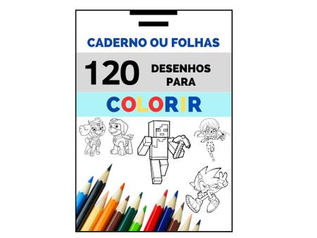 Imagem de Caderno De Colorir Infantil com 120 desenhos