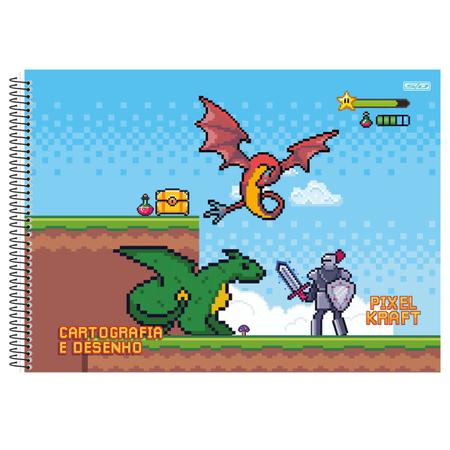 Caderno Cartografia e Desenho Capa Dura Espiral 60 Folhas Dragon