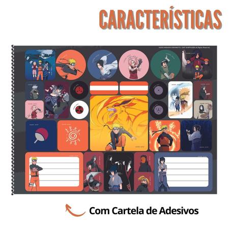 Caderno de Desenho Naruto Shippuden Animes 60 Folhas Capa Dura Espiral com  Adesivos Escolar São Domingos em Promoção na Americanas