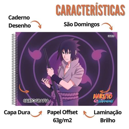 Caderno de Desenho Naruto Shippuden Animes 60 Folhas - São