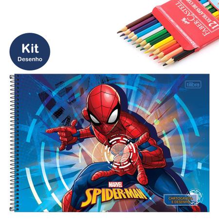 Kit Colorir com Lápis de Cor Homem Aranha