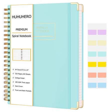 Imagem de Caderno Huhuhero Spiral College Ruled 320 páginas A4 Mint Grey