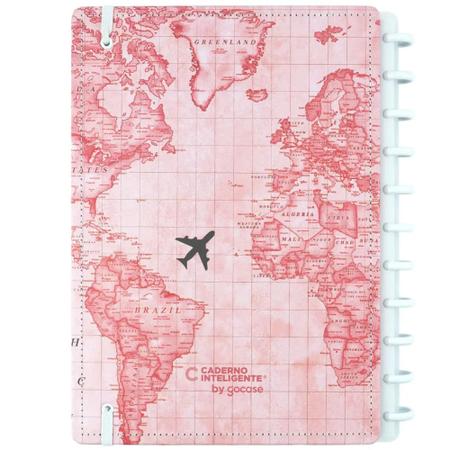 Imagem de Caderno inteligente by gocase mapa mundi rosa - grande