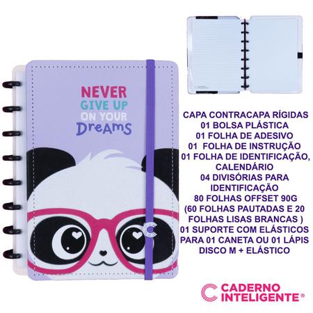 Kit Caderno Inteligente Luluca A5 + Acessório de Elástico Panda