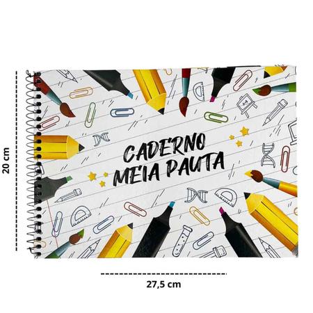 Imagem de Caderno Meia Pauta espiral capa dura horizontal 96 folhas