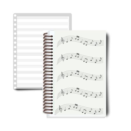 Imagem de Caderno Musica Estudo Pautado RETRATO Grande 21x30 ou Pequeno 21x15 100 paginas