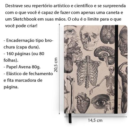 Imagem de Caderno Sketchbook Anatomia Antique Capa dura 14 x 21 cm 80 fls