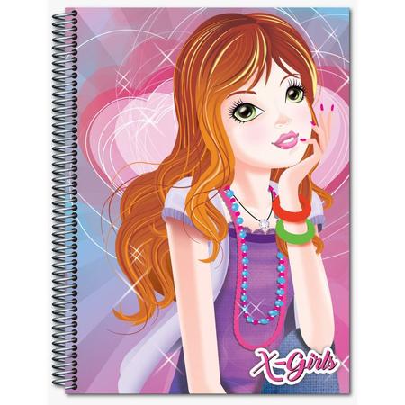 Imagem de Caderno Tilibra Kit 5 Cadernos Universitário Feminino Espiral 80 folhas Girls