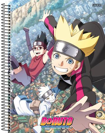 Caderno Espiral 1 Matéria Boruto Anime Naruto Escolar - São