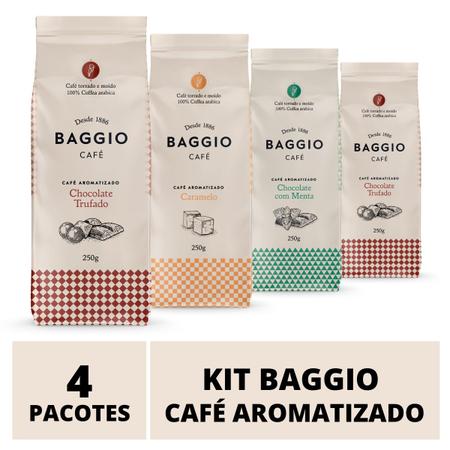 Imagem de Café Em Pó Baggio, 4 Pacotes, 1.000g, Chocolate Trufado, Menta e Caramelo, Café Moído Aromatizado