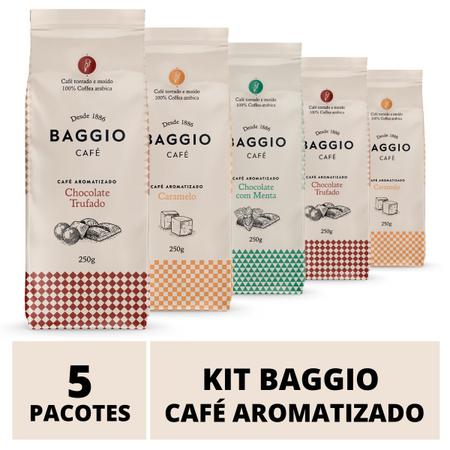 Imagem de Café Em Pó Baggio, 5 Pacotes, 1.250g, Chocolate Trufado, Menta e Caramelo, Café Moído Aromatizado